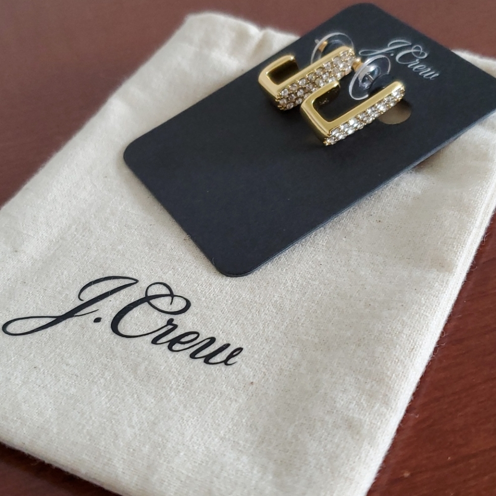 J.Crew pave flat link gold hoop earrings, gold - Picture 3 of 5